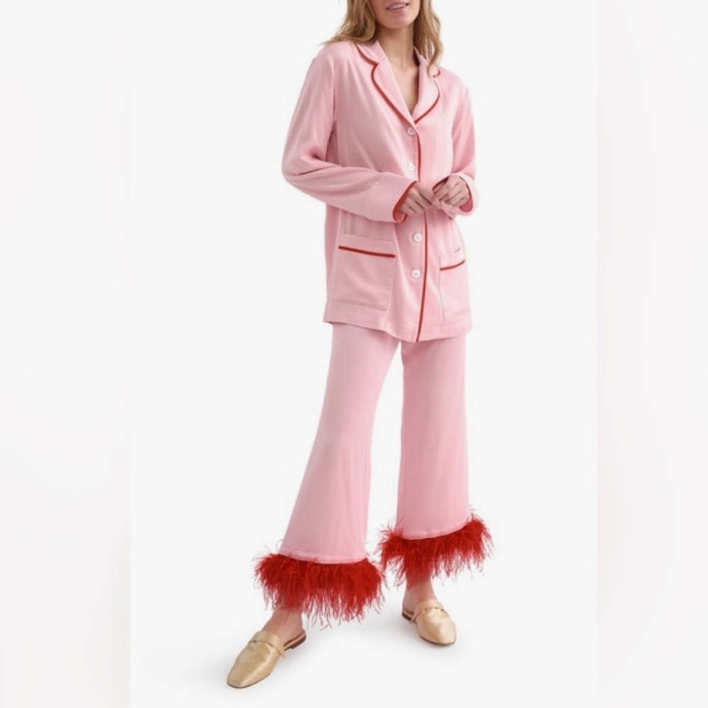Sleeper Pink Pajama Set with Red Trim